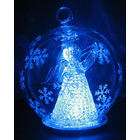 Gerson Color Changing LED Glass Globe Angel w/ Horn Ornament