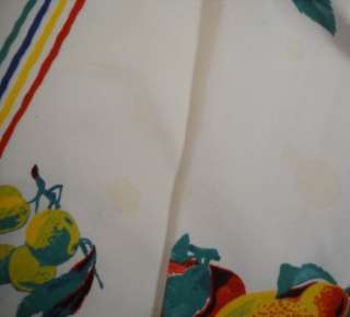   1950S PRINTED COTTON TABLE CLOTH W/BRIGHT FRUITS,51X54  
