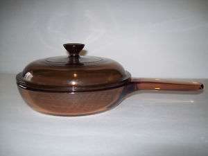   Corning Visions Cookware Amber 7 Skillet Frying Pan & LID Made in USA