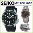 Seiko SKX173 Mens Auto Dive + SGED90 Diamond Chronograph Watch Kit