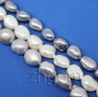 3strands white gray black Baroque pearl loose bead gem  