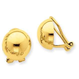   Earrings   14k Gold Ball Omega Back Clip on Earrings  JewelBasket