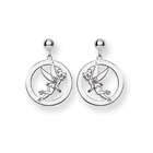 Jewelry Adviser earrings Sterling Silver Disney Tinker Bell Round 