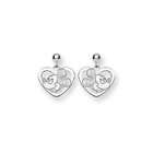 VistaBella 14K White Gold Classic Mickey Mouse Open Heart Earrings
