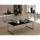  Contemporary Black and Silver Metal 3 piece Table Set