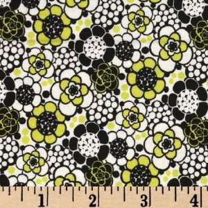  45 Wide Belle Fleur Mod Floral Black/Green Fabric By The 