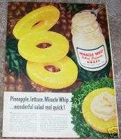 1956 Kraft Miracle Whip salad dressing Pineapple 1pg AD  