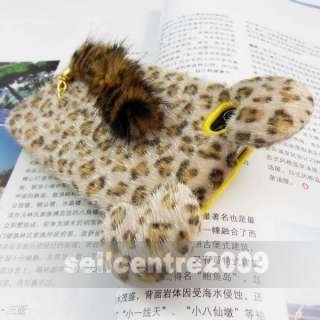   Design Furry Leopard Rubber Case Cover For iphone 4 4G 4S 4GS  