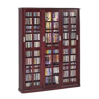 Sliding Glass Door Mission Style Media Cabinet With Natural Oak Finish 