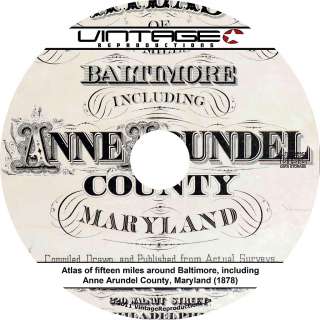   of Baltimore & Anne Arundel County, Maryland MD History Maps Book CD