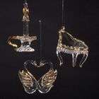   Pack of 24 Gold Plated Piano & Swan & Candle Glass Christmas Ornaments