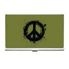   Collectibles Business Card Holder of Ink Blot Peace Sign Symbol