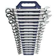   16 Pc Reversible Combination Ratcheting Wrench Set Metric 