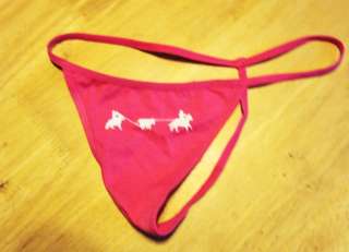 New TEAM ROPING THONGS Underwear Pink/Wh *LARGE* Bikini Roper Cowgirl 