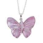 Sterling Silver Pink Shell Butterfly Pendant