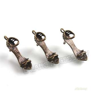 35 Antique Bronze Vintage Charms High heeled Shoes Pendants Fit 