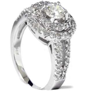 Halo Diamond Fancy Engagement Ring 14K  Pompeii3 Inc. Jewelry Diamonds 