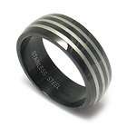 Stainless Steel Mens Black Cuban Chain Spinning Wedding Band Ring 