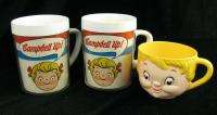 Set 3 Vintage Campbells Kids Soup Mugs Cups  