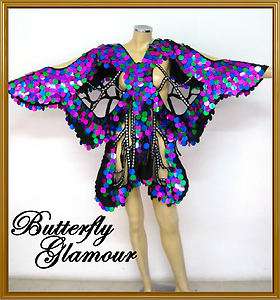 multicolor Sequin Drag Queen butterfly GLAM dance dress  