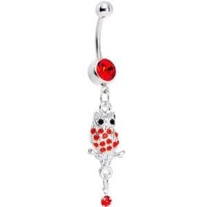  Red Gem Spotted Owl Belly Ring: Body Candy: Jewelry