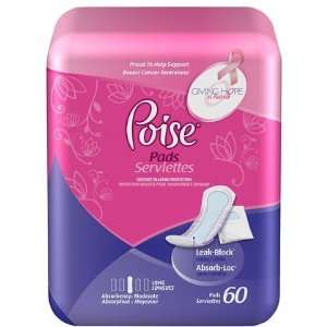 Poise Moderate Absorbancy Extra Coverage Pads Long 60ct (Quantity of 3 