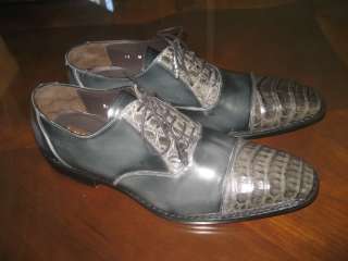New Mezlan Blue Gray All over Genuine Alligator Shoes  