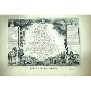  French Antique Map Levasseur C1845 De La Vienne France 