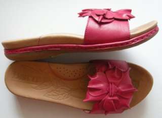 Leather upper Sandal with flower decor and top stitching 2 platform 