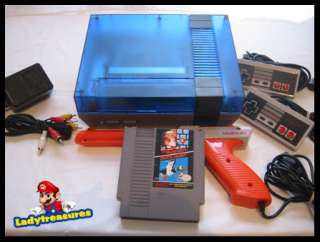 CUSTOM CLEAR BLUE NES NINTENDO SYSTEM CONSOLE+Mario/Duck&New 72Pin Lot 