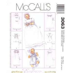  McCalls 3063 Sewing Pattern Infants Christening Gown 