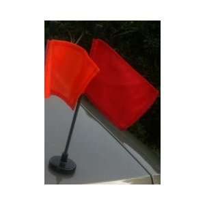  Red Car Flag with Black Magnetic Flag Pole: Automotive