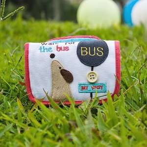  [Wait For The Bus] Embroidered Applique Fabric Art Trifold 