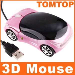 Pink USB 3D Car Shape Optical Mouse Mice For Laptop PC  