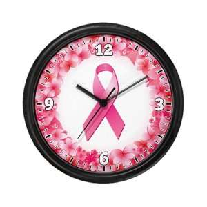  Wall Clock Cancer Pink Ribbon Flower 