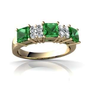    14K Yellow Gold Square Created Emerald Ring Size 4.5 Jewelry