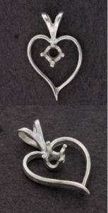 4mm (1)Stone Heart Sterling Pendant Setting  