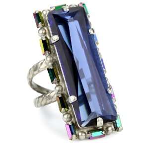 Sorrelli Emerald City Elongated Crystal Adjustable Silvertone Ring