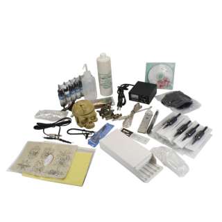 Complete Pro Tattoo Machine Kit 2 Gun 7 Ink Supply Set  