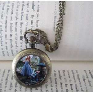   Alice Mr.rabbit in Wonderland Pocket Watch Necklace 