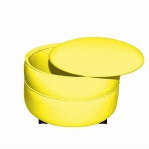 Round Yellow storage ottoman 