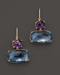 Marco Bicego Murano 18K Yellow Gold Earrings with Amethyst and Blue 