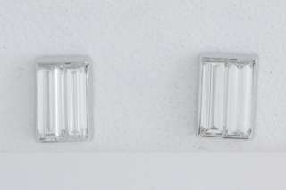 Baguette Diamond Earrings Studs 0.62 Cts 18K White Gold  