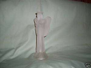 FROSTED CRYSTAL PRAYING ANGEL TAPER CANDLEHOLDER  