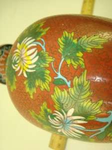 are pleased to be offering this stunning antique cloisonne vase, red 