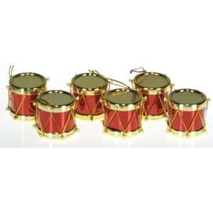  Set of 6 Red and Gold Drum Ornaments: Home & Kitchen