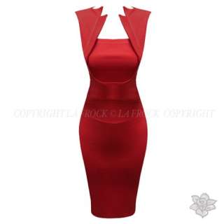RUBY RED SLEEVELESS FITTED VICTORIA GALAXY SEXY WIGGLE PENCIL EVENING 