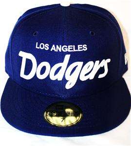   SCHOOL LA Dodgers Blue Script FITTED Retro Hat Cap ALL SIZES  