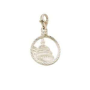   Capitol Building Charm with Lobster Clasp, 14k Yellow Gold Jewelry