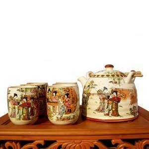Vintage Beauty Design Tea Set China JingDeZhen Pottery  